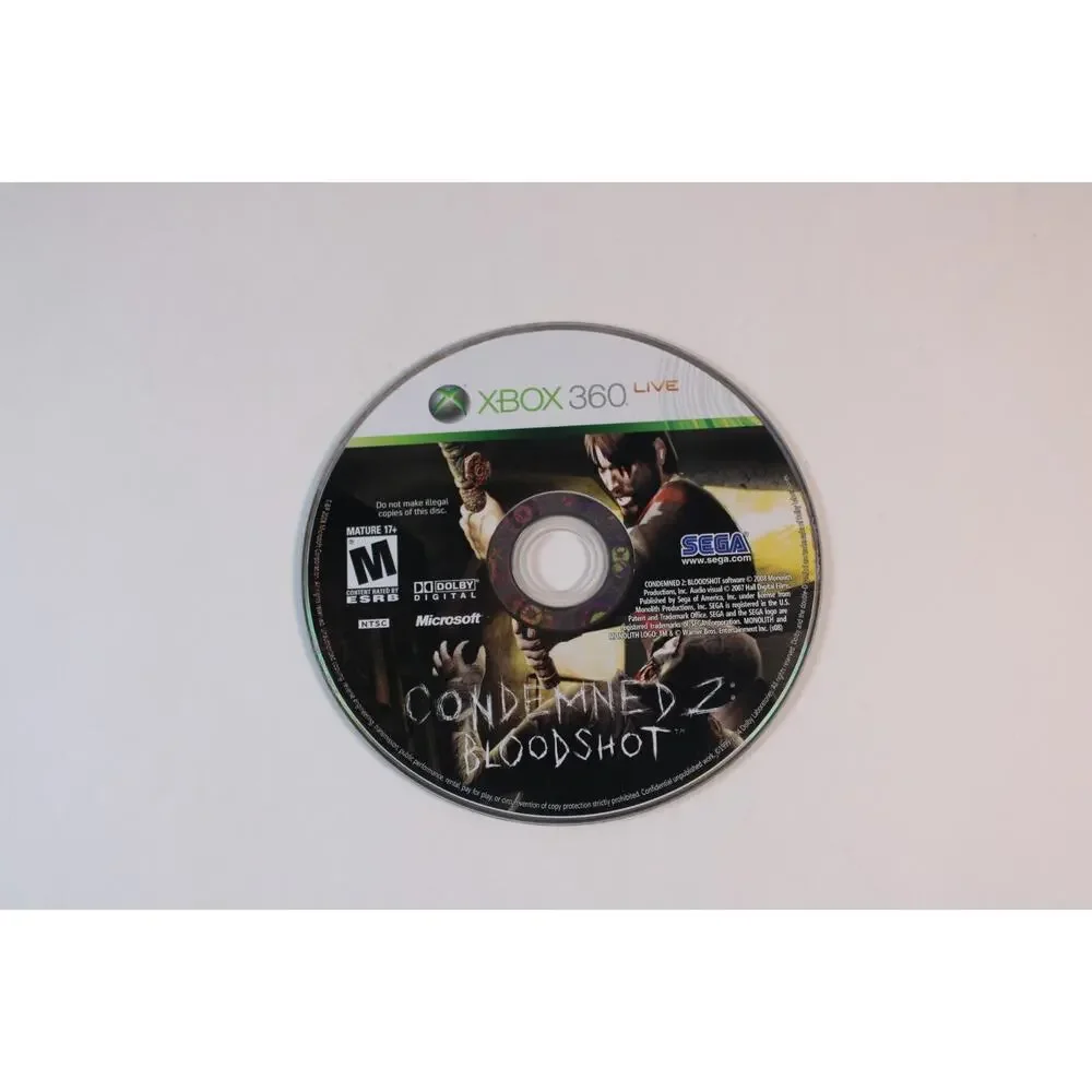 Condemned 2: Bloodshot (Microsoft Xbox 360, 2008) Game disc only, Tested/Works